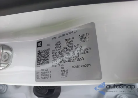 2022 Chevrolet Colorado 4Wd Long Box Lt z USA, uszkodzony, nr VIN 1GCGTCEN4N1161559